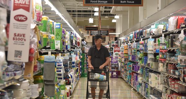 A customer shops at a supermarket on August 14, 2024 in Arlington, Virginia. 