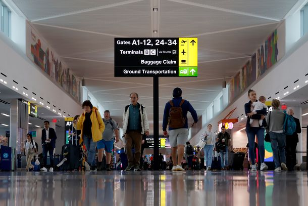 Travelers walk through Terminal A at Newark Liberty International Airport on September 28, 2024, in Newark, New Jersey.